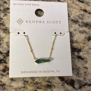 Kendra Scott Green and Gold Geometric Necklace